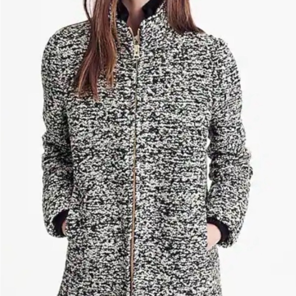 J. Crew Black and White Textured Teddy Jacket